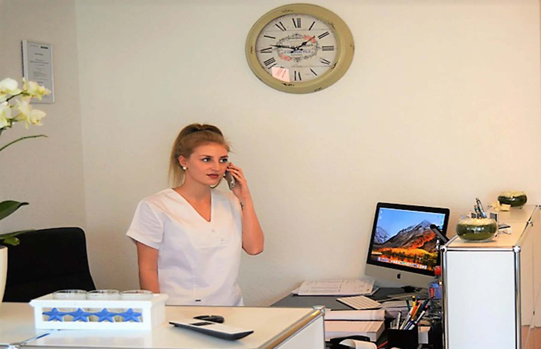 Professional physiotherapy practice interior with modern furnishings and welcoming atmosphere, embodying holistic healing environment.